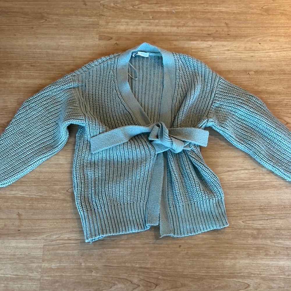 Zara tie cable knit Cardigan